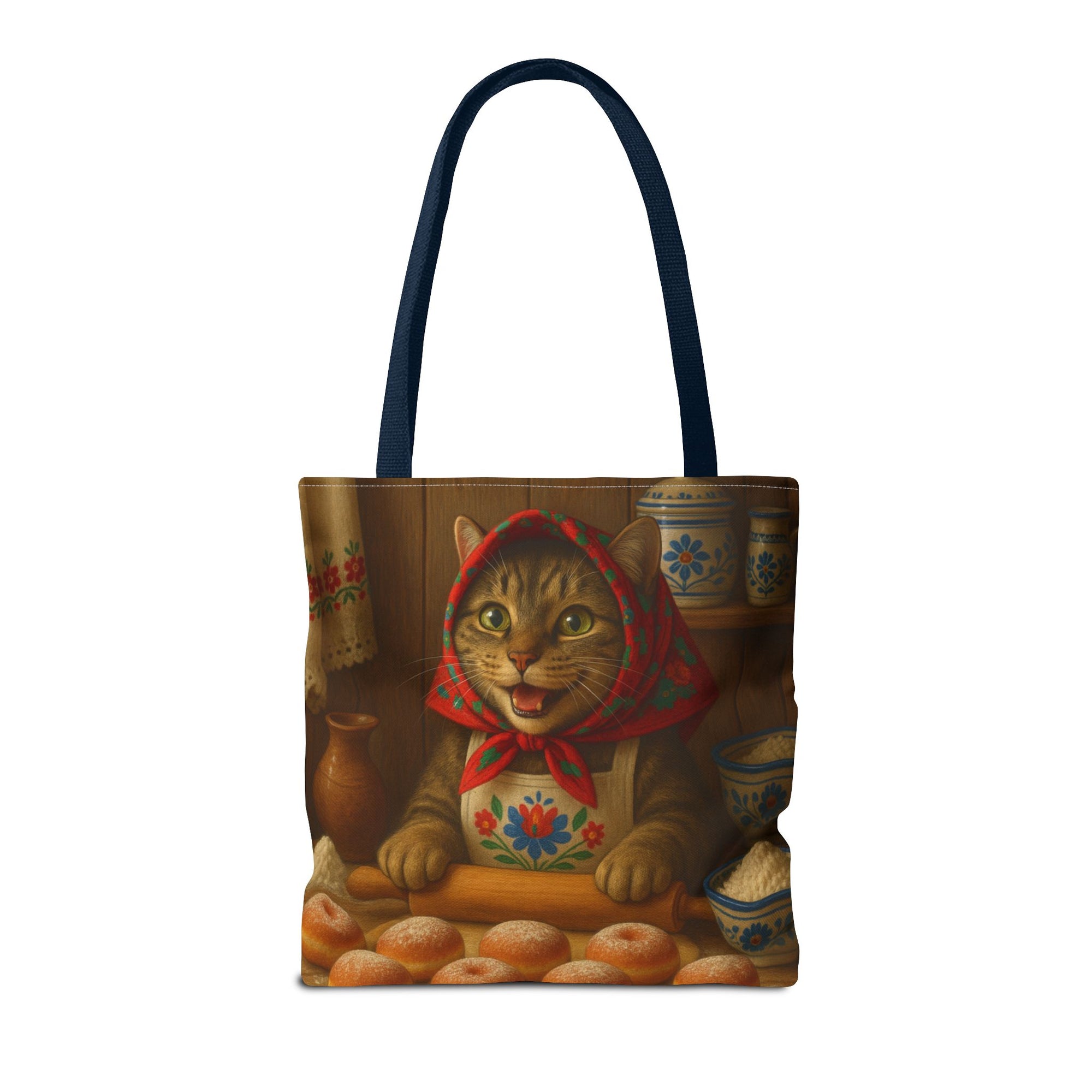 Babushka Cat Making Paczki Polish Donuts Tote Bag