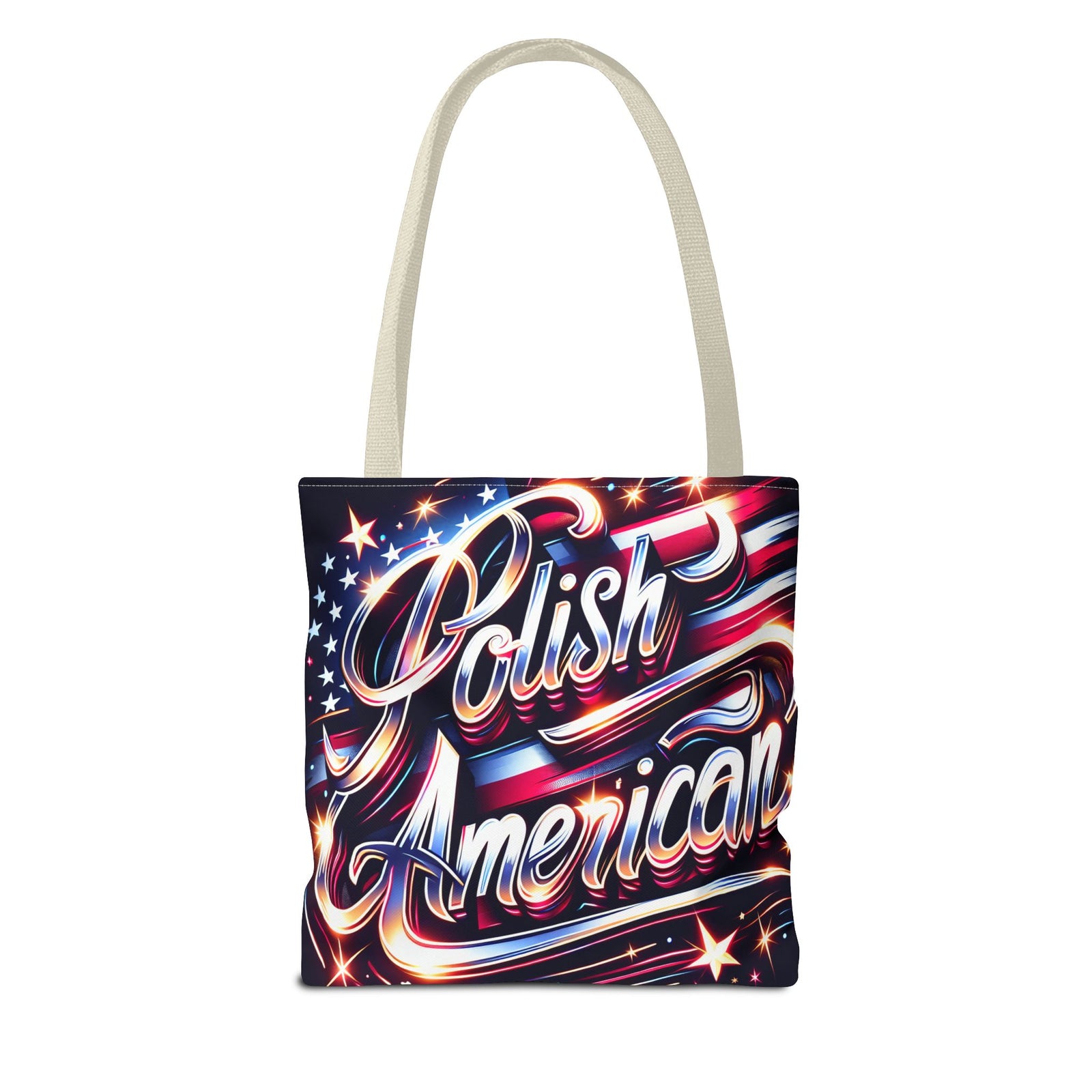 Polish American Patriotic Tote Bag - USA Flag Shoulder Bag for Independence Day
