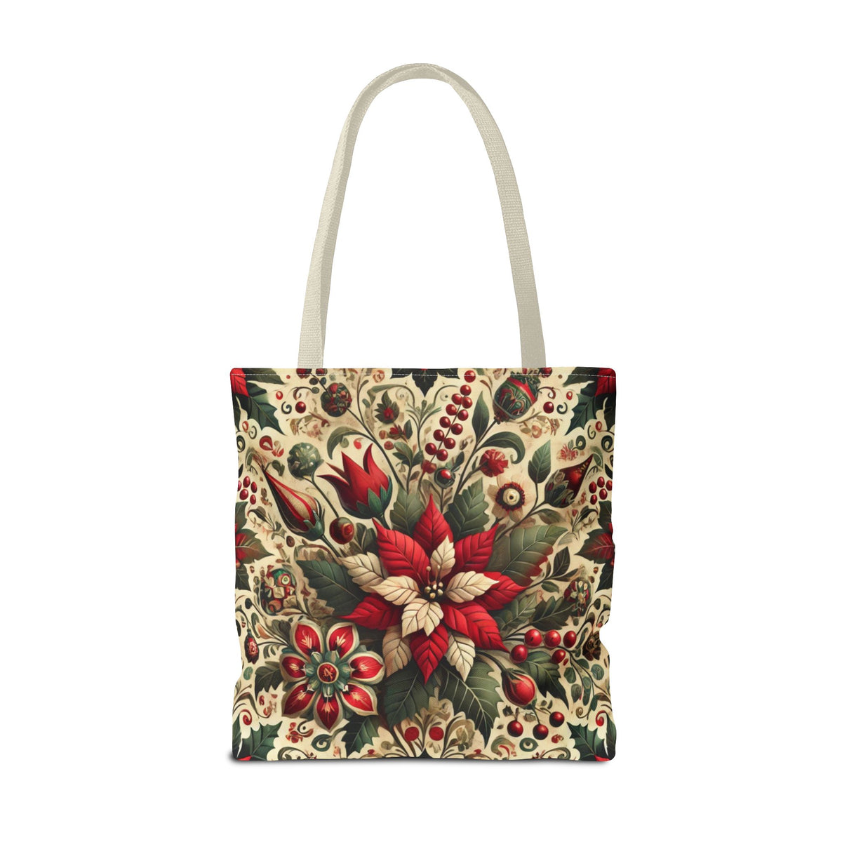 Christmas Poinsettia Floral Art Holiday Tote Bag
