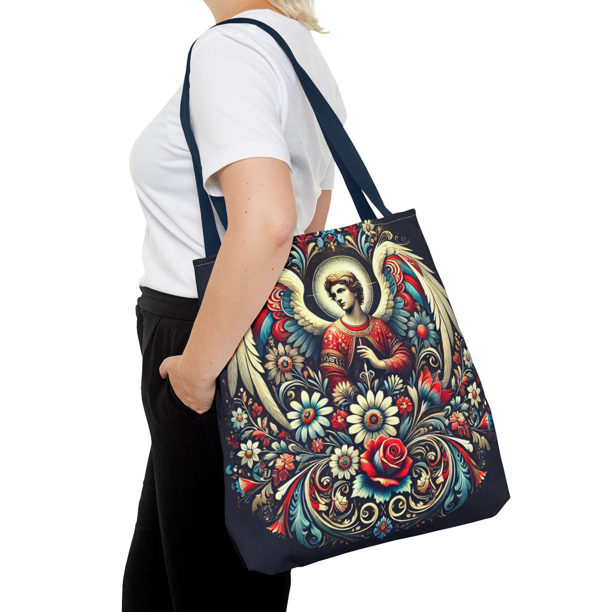 Archangel Michael Polish Floral Folk Art Tote Bag