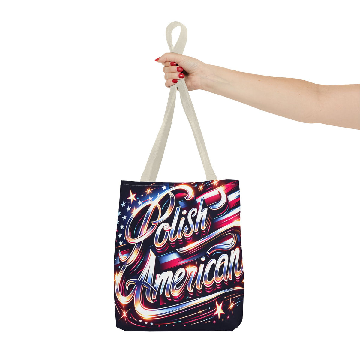 Polish American Patriotic Tote Bag - USA Flag Shoulder Bag for Independence Day