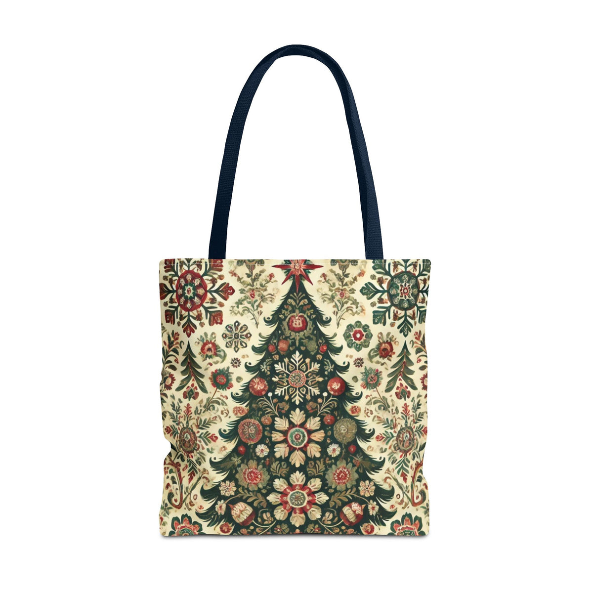 Vintage Christmas Trees Polish Folk Art Pattern Tote Bag