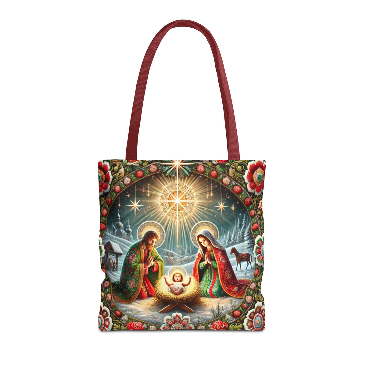 Nativity Scene Holy Family Manger Biblical Artwork Tote Bag