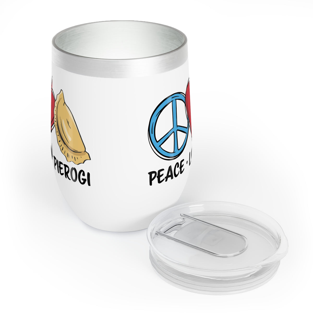 Peace Love Pierogi Wine Tumbler