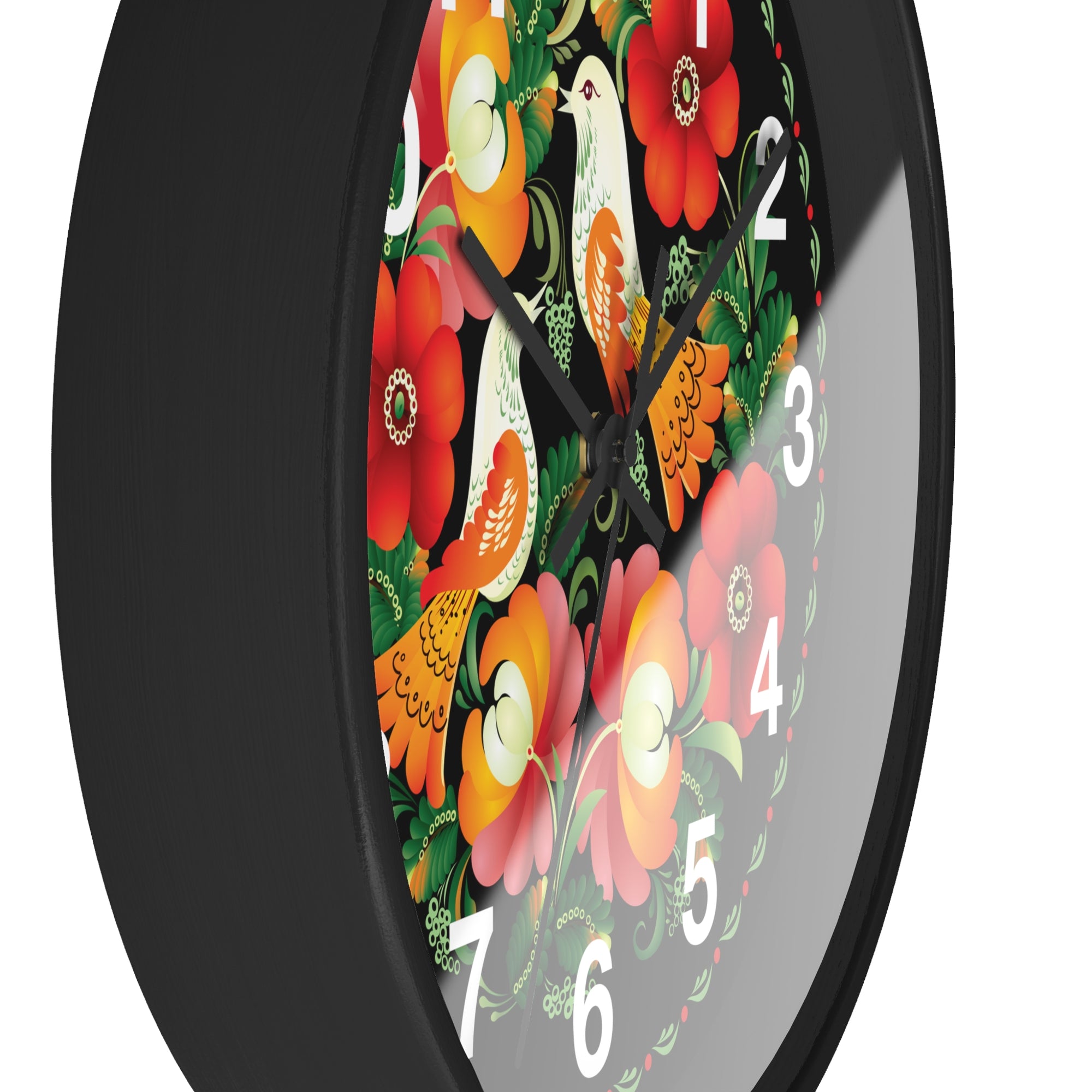 Folk Art Love Birds Wall Clock