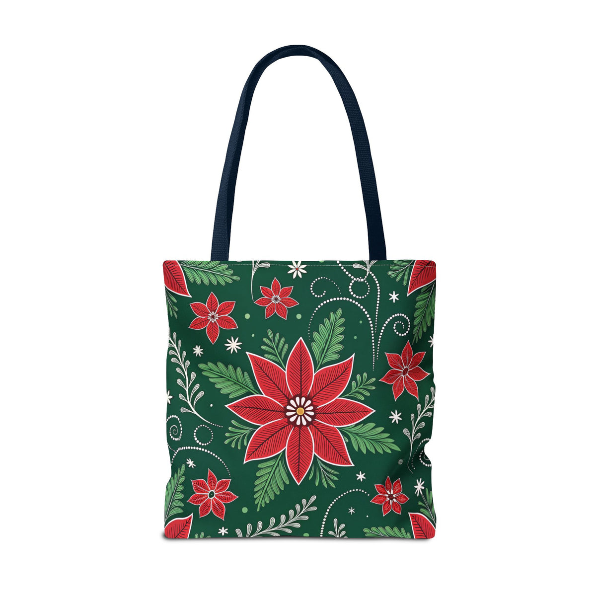 Christmas Poinsettia Folk Art Tote Bag