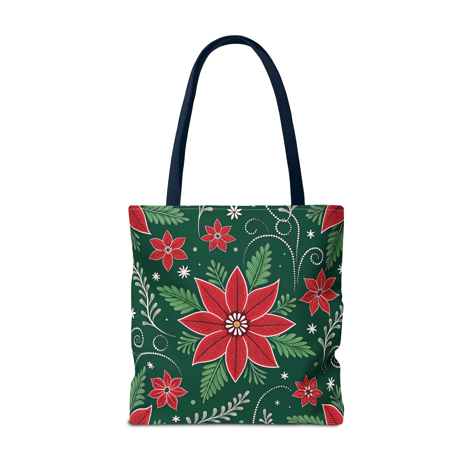 Christmas Poinsettia Folk Art Tote Bag