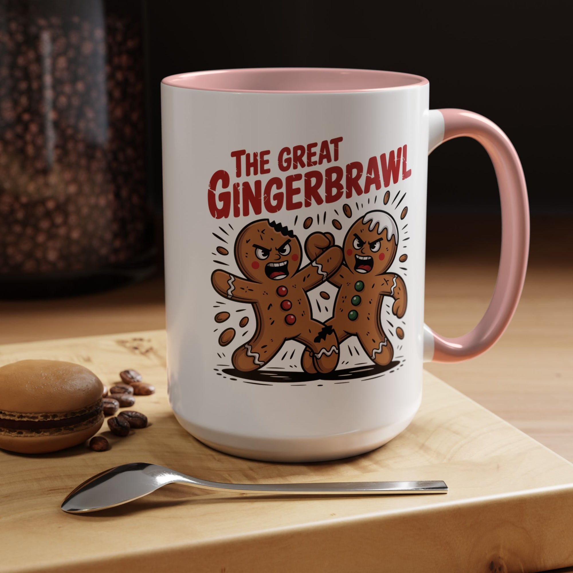 Gingerbread Man GingerBrawl Coffee Mug With Color Inside