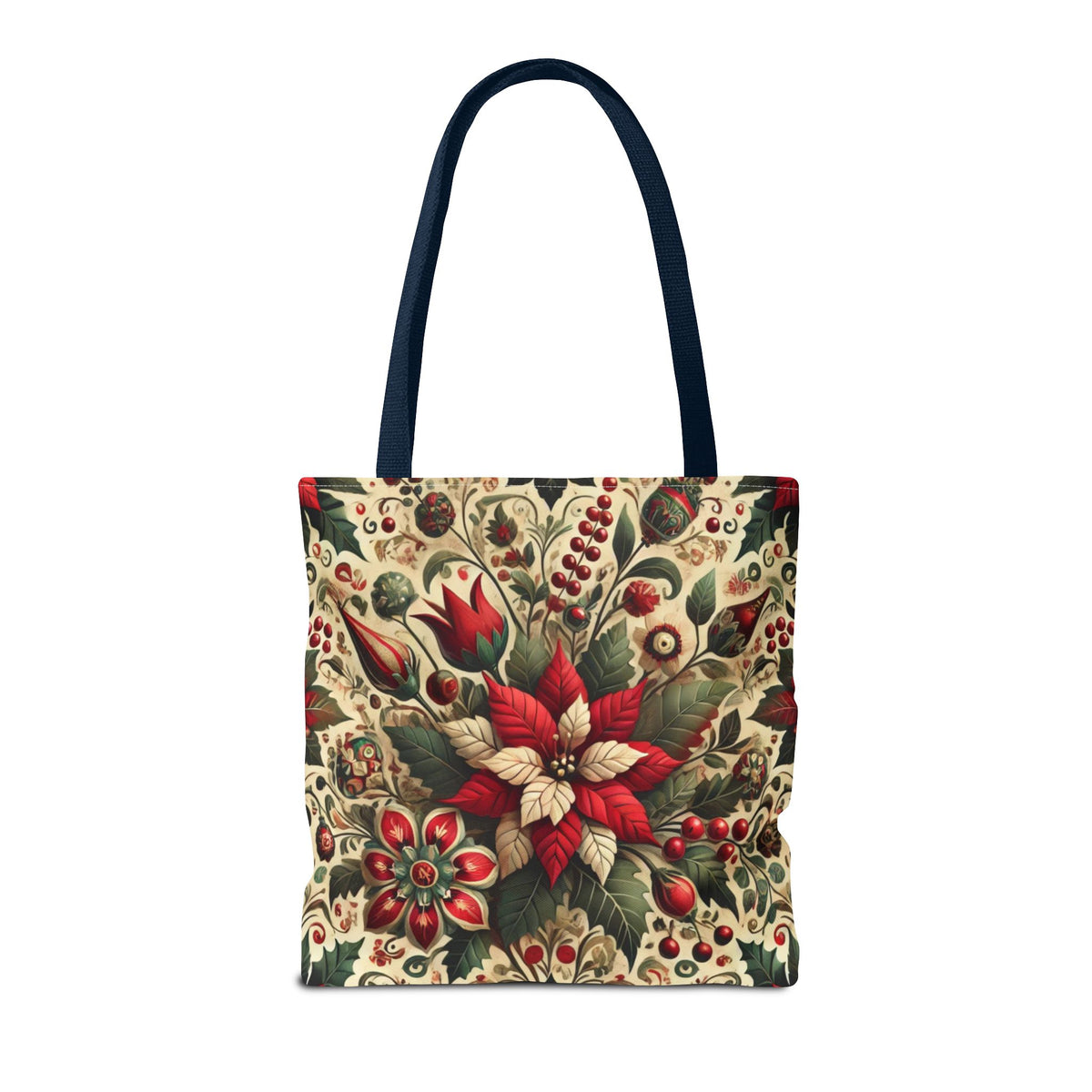 Christmas Poinsettia Floral Art Holiday Tote Bag