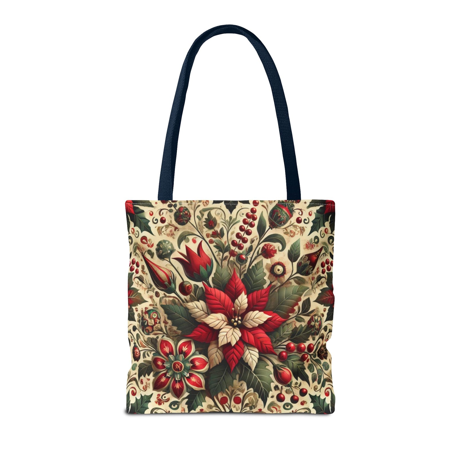 Christmas Poinsettia Floral Art Holiday Tote Bag