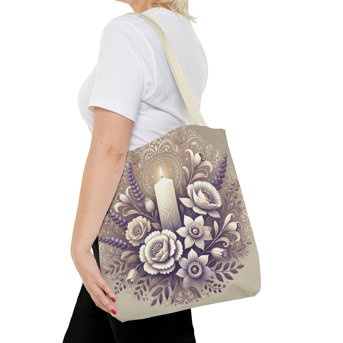 All Saints Day Religious Floral Folk Art Tote Bag