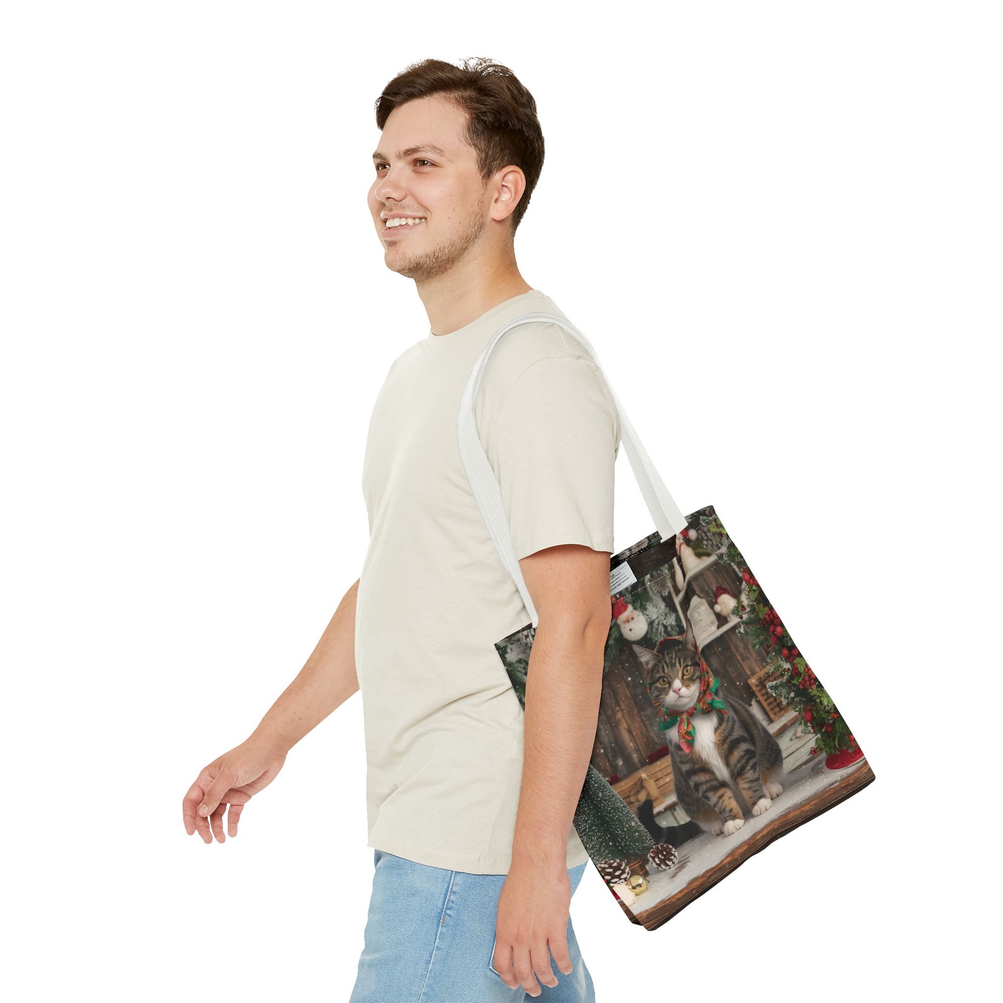 Babushka Cat Holiday Christmas Tote Bag
