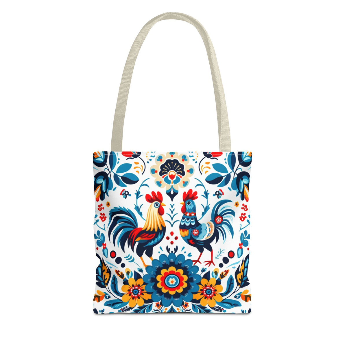 Vibrant Polish Chicken Pattern Floral Design Tote Bag