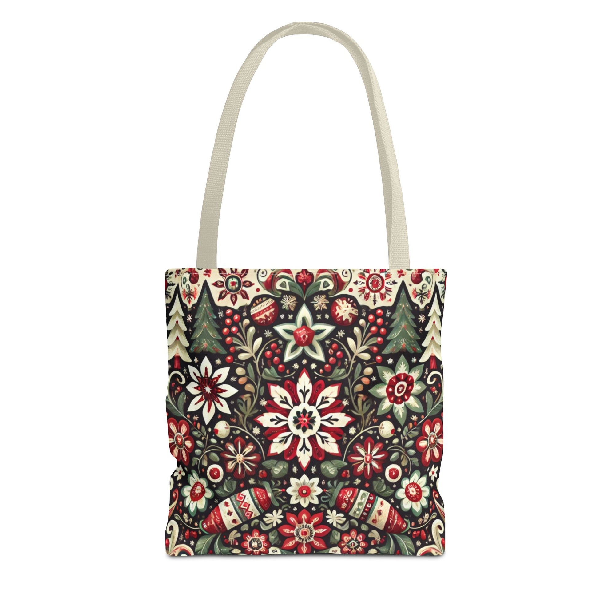 Antique Holiday Retro Christmas Folk Art Tote Bag