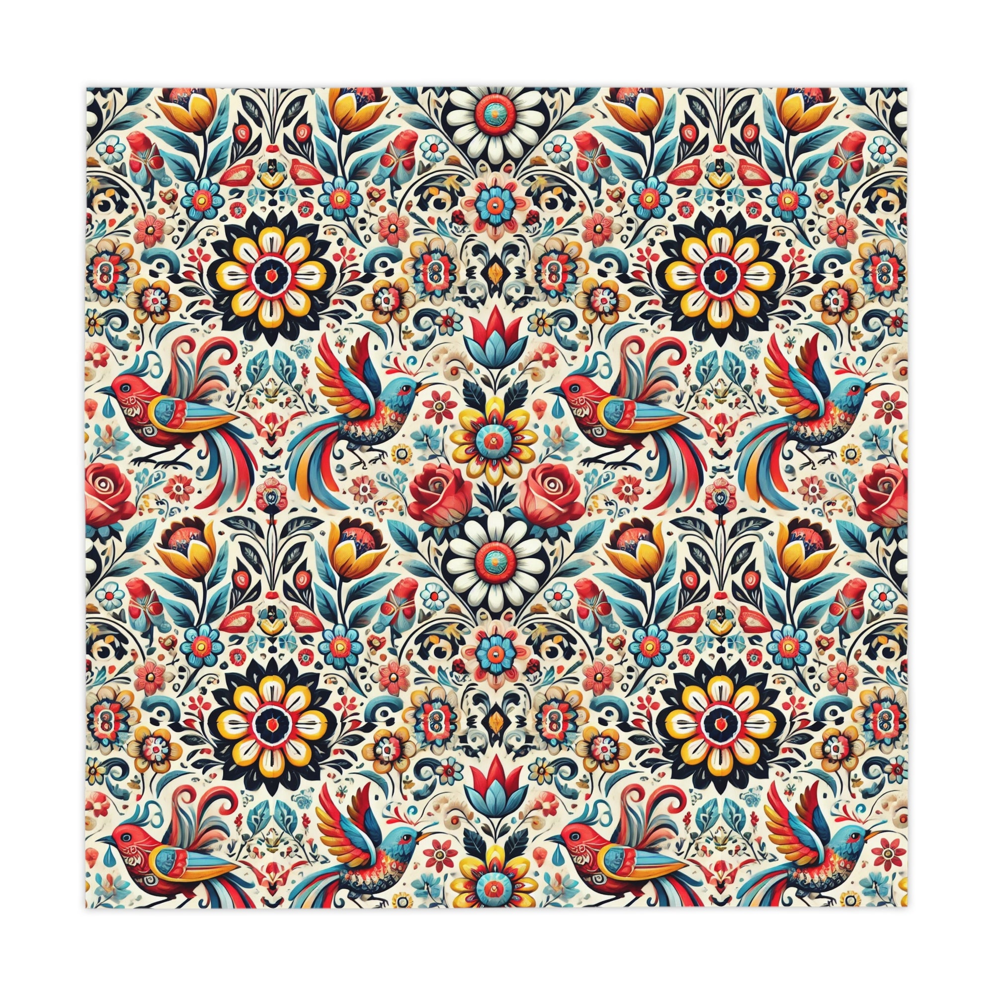Birds and Flowers Floral Tablecloth