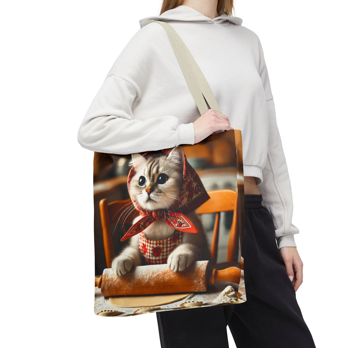 Adorable Polish Cat With Rolling Pin Tote Bag