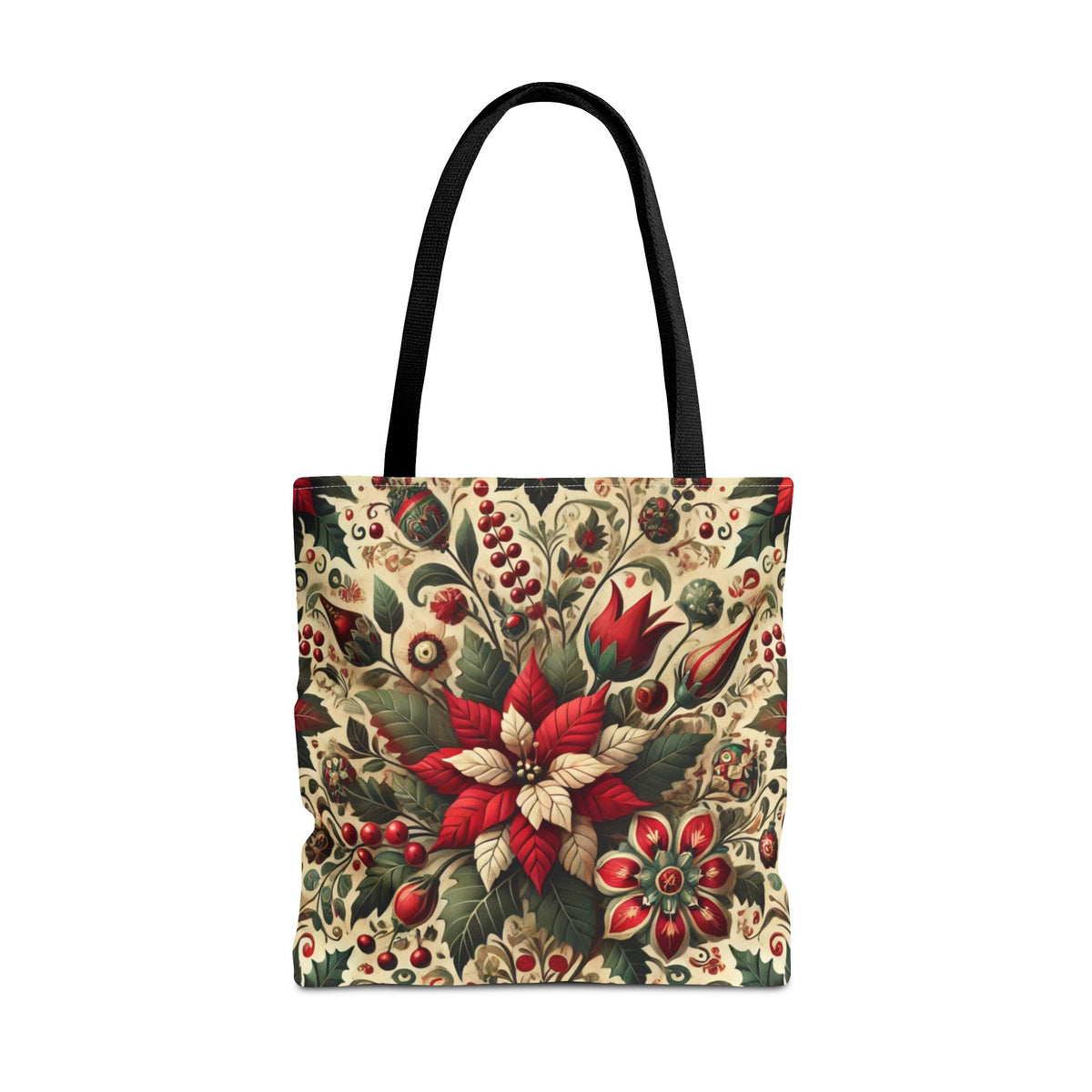Christmas Poinsettia Floral Art Holiday Tote Bag