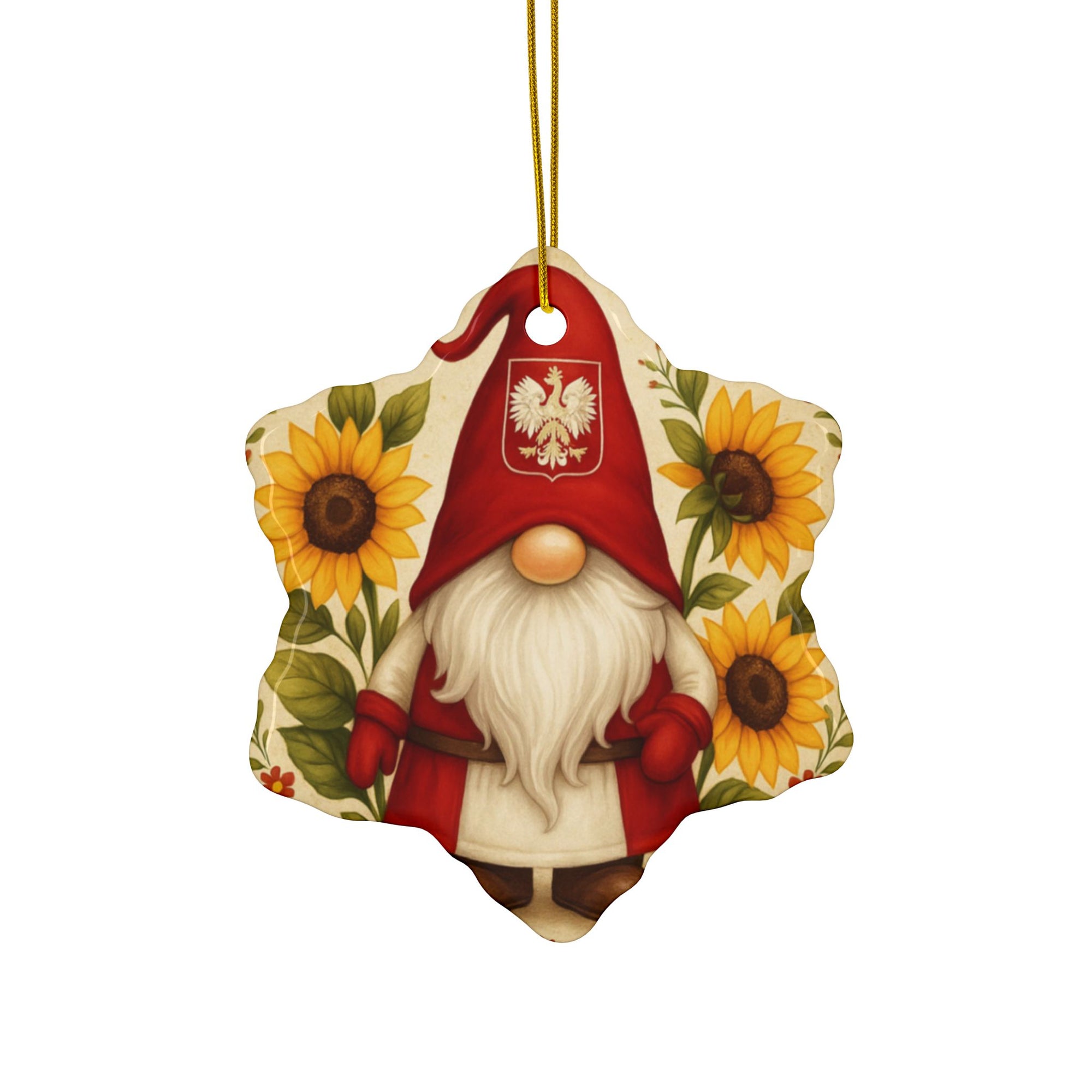 Cute Polish Gnone Ceramic Ornament,  2-Sided Design