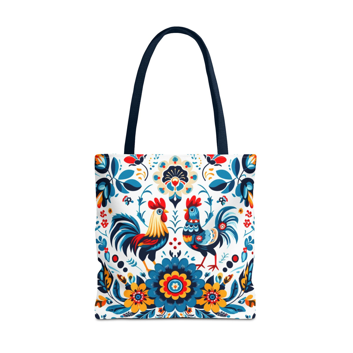 Vibrant Polish Chicken Pattern Floral Design Tote Bag