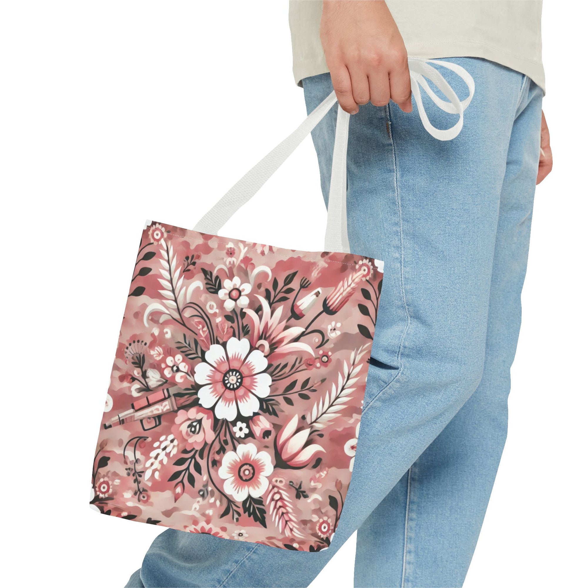 Pink Camouflage Floral Pattern Tote Bag