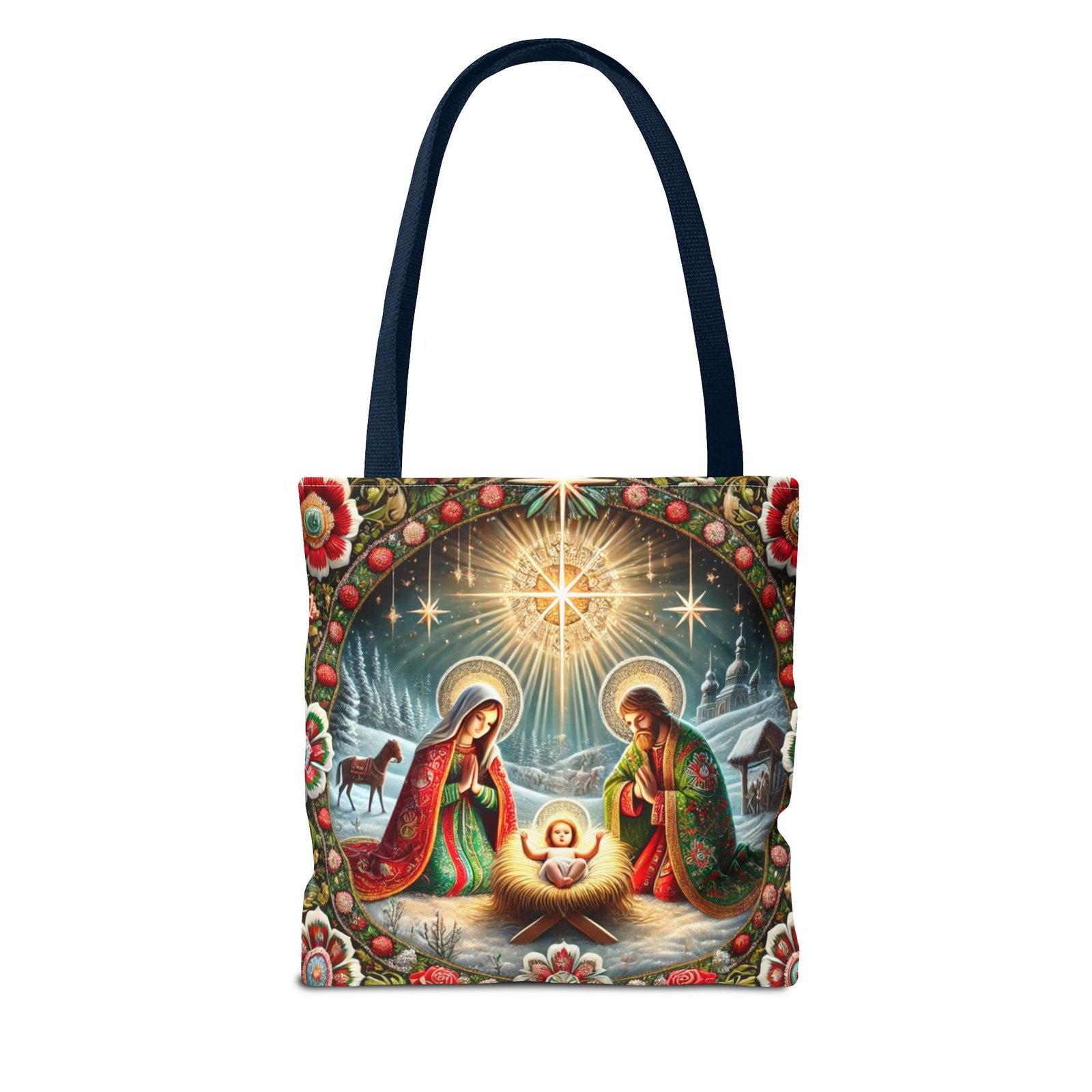 Nativity Scene Holy Family Manger Biblical Artwork Tote Bag