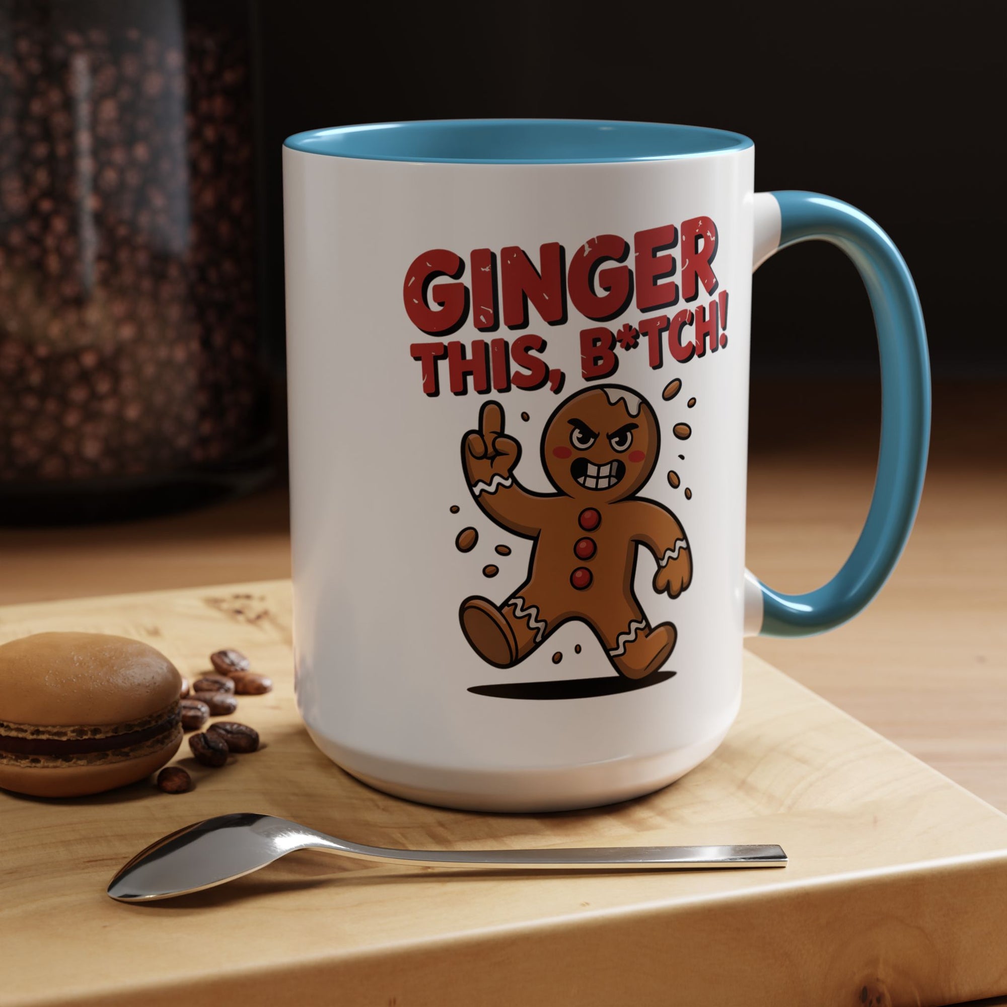 Angry Gingerbread Man Coffee Mug With Color Inside