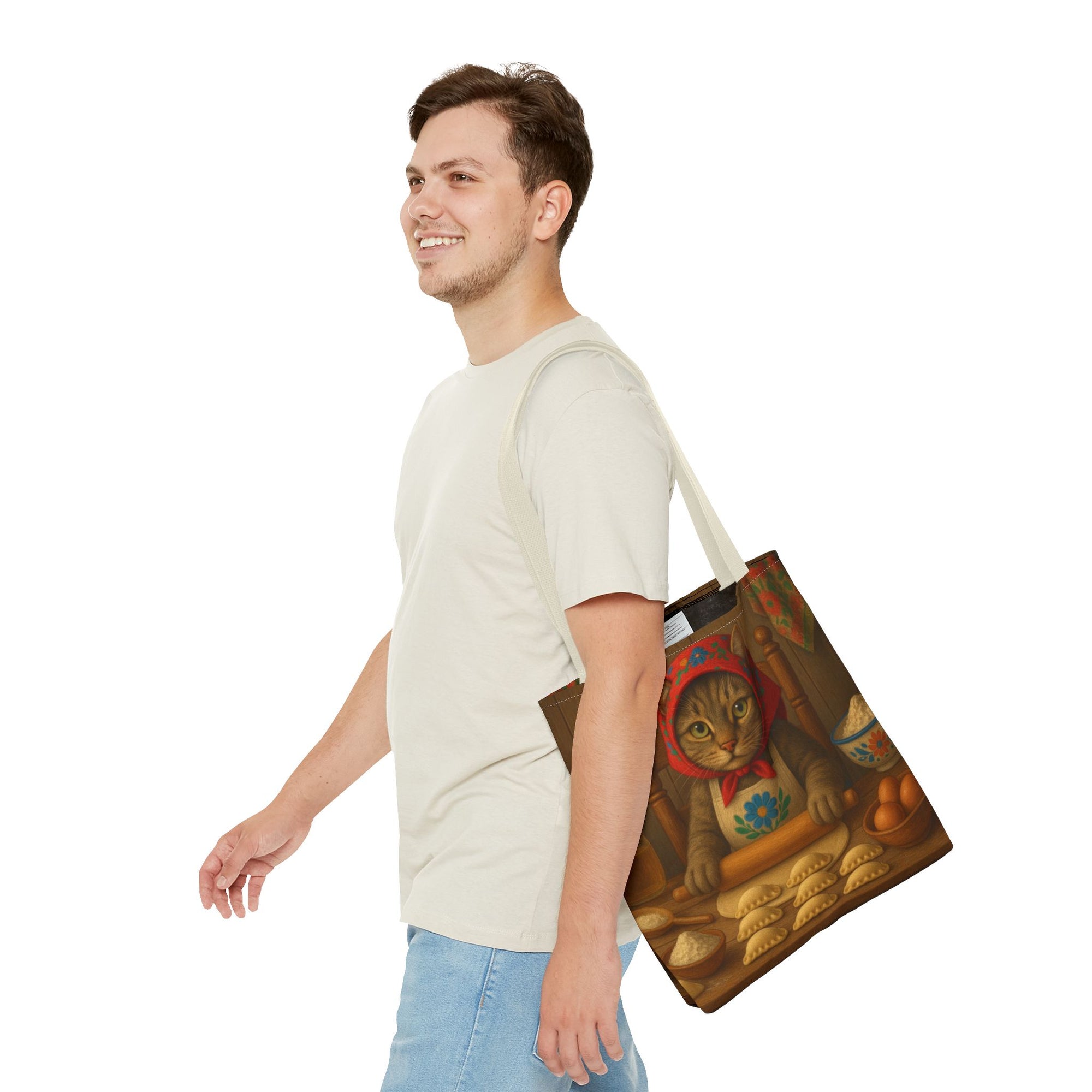 Slovak Babka Cat Making Pirohy Tote Bag