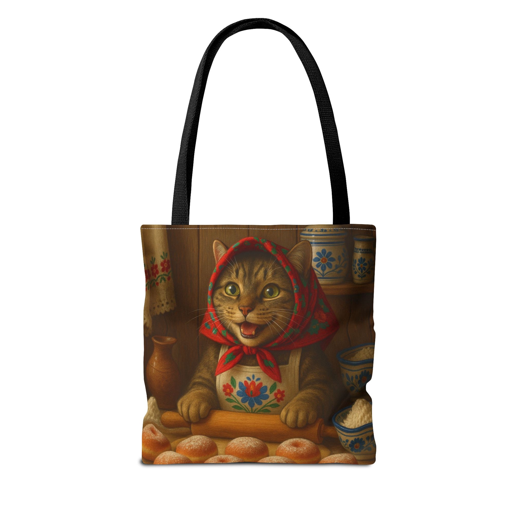 Babushka Cat Making Paczki Polish Donuts Tote Bag