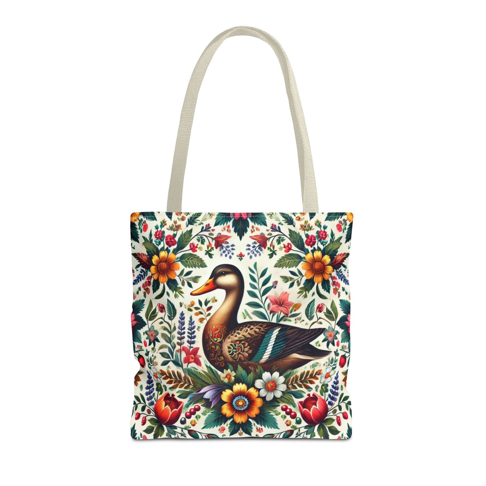 Duck Folk Art Floral Tote Bag