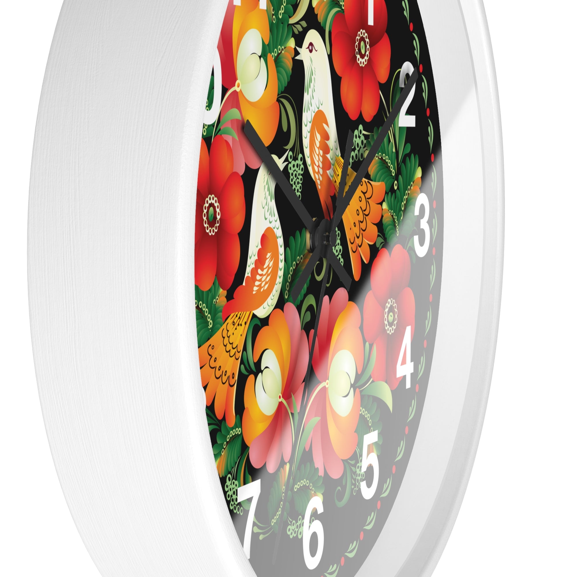 Folk Art Love Birds Wall Clock