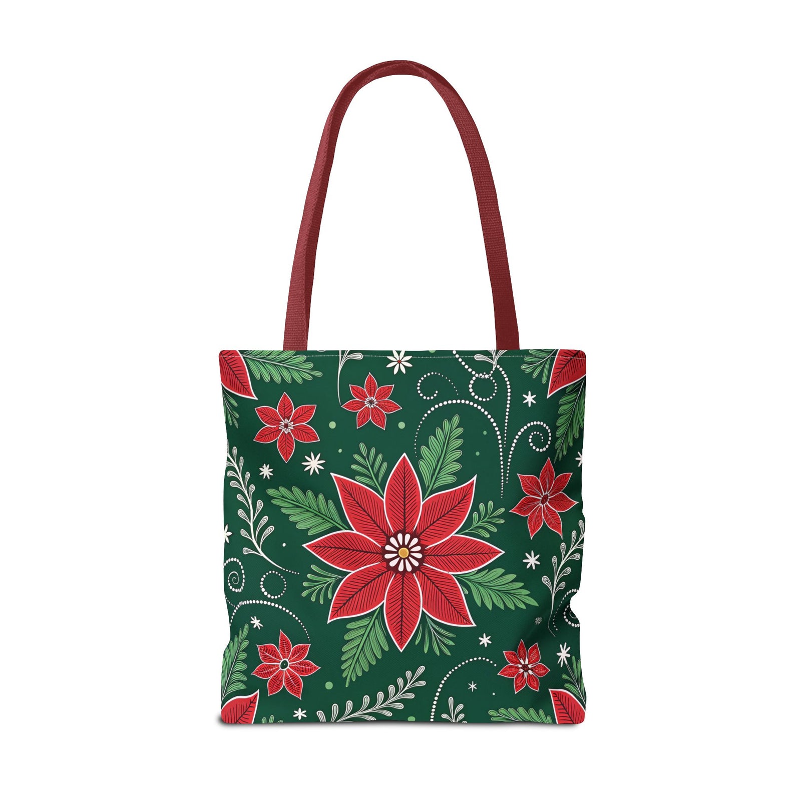 Christmas Poinsettia Folk Art Tote Bag