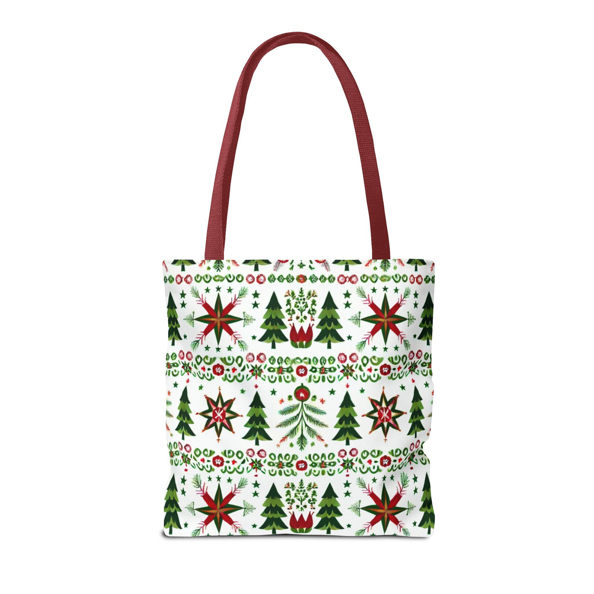 Polish Christmas Folk Art Pattern Stars Pines &amp; Florals Tote Bag