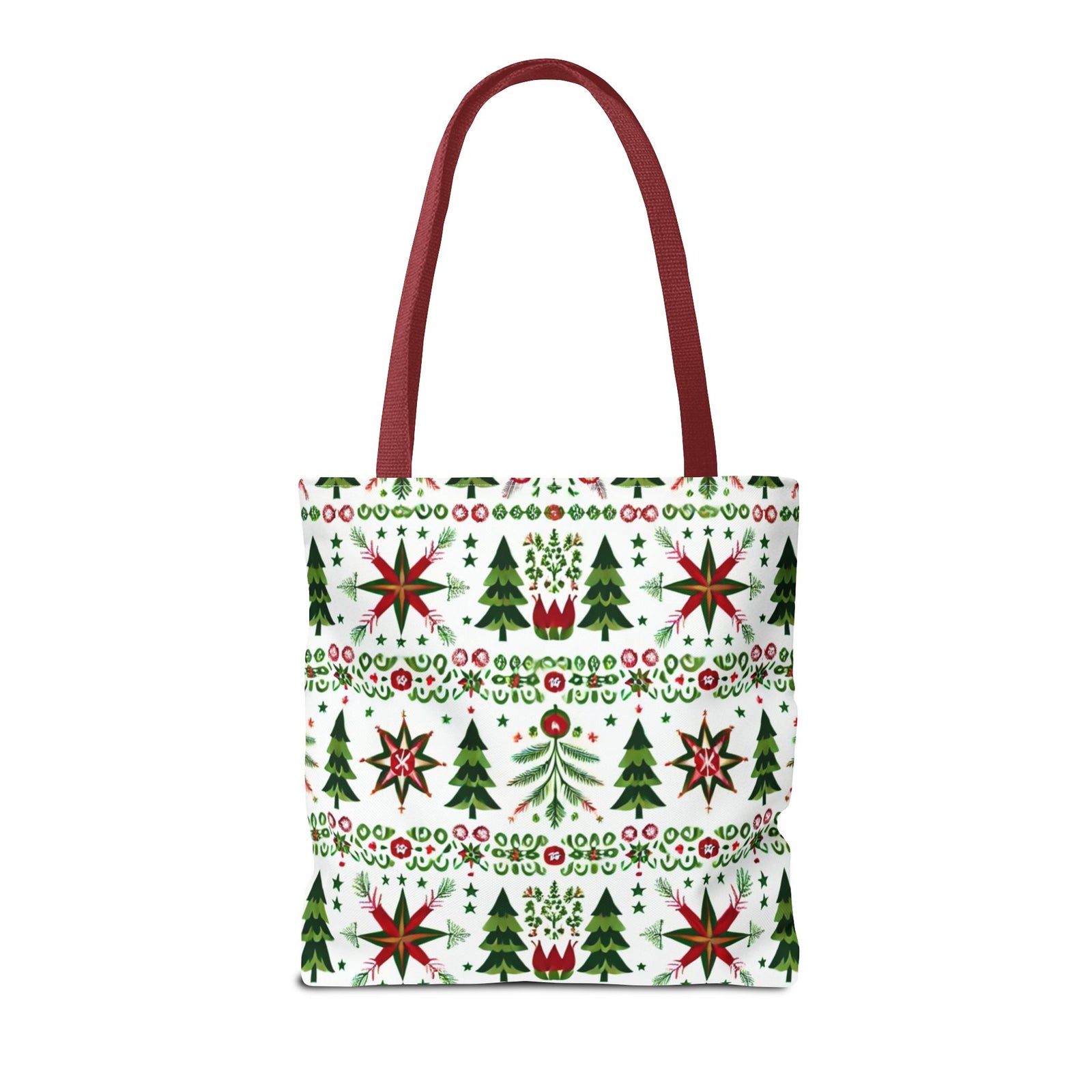 Polish Christmas Folk Art Pattern Stars Pines & Florals Tote Bag