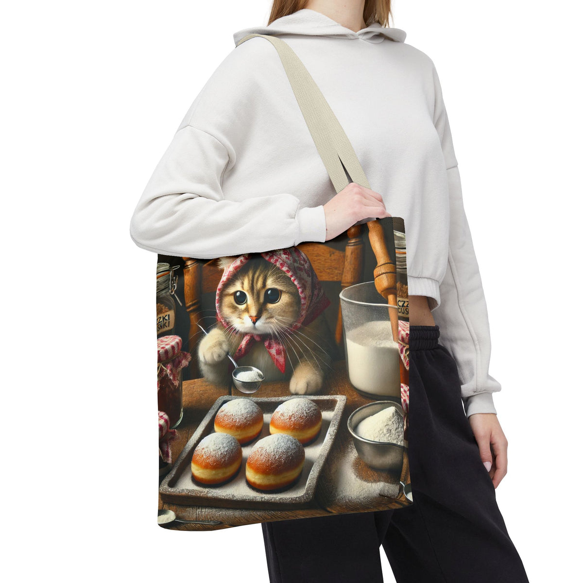 Cute Polish Cat Making Paczki Tote Bag
