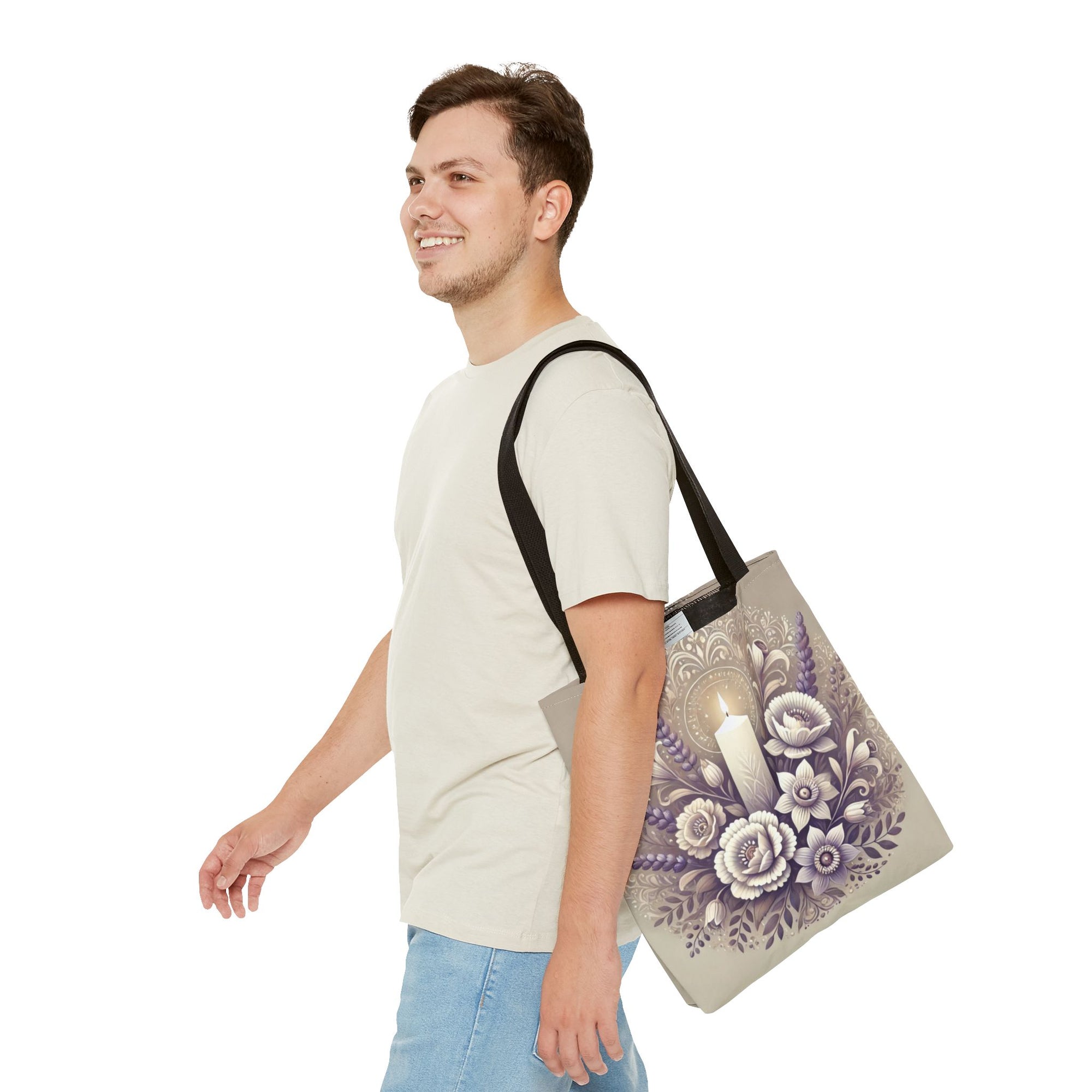 All Saints Day Religious Floral Folk Art Tote Bag