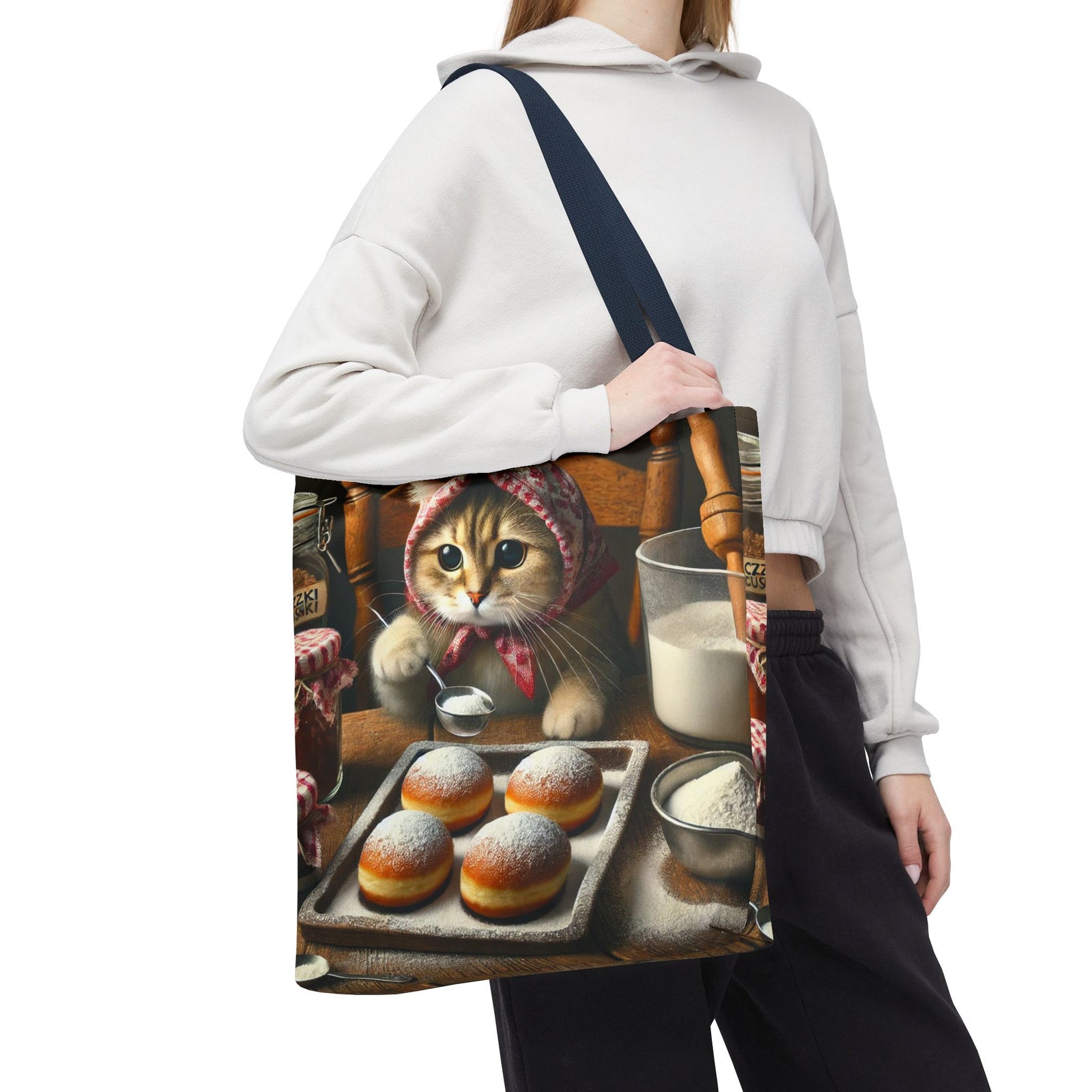 Cute Polish Cat Making Paczki Tote Bag