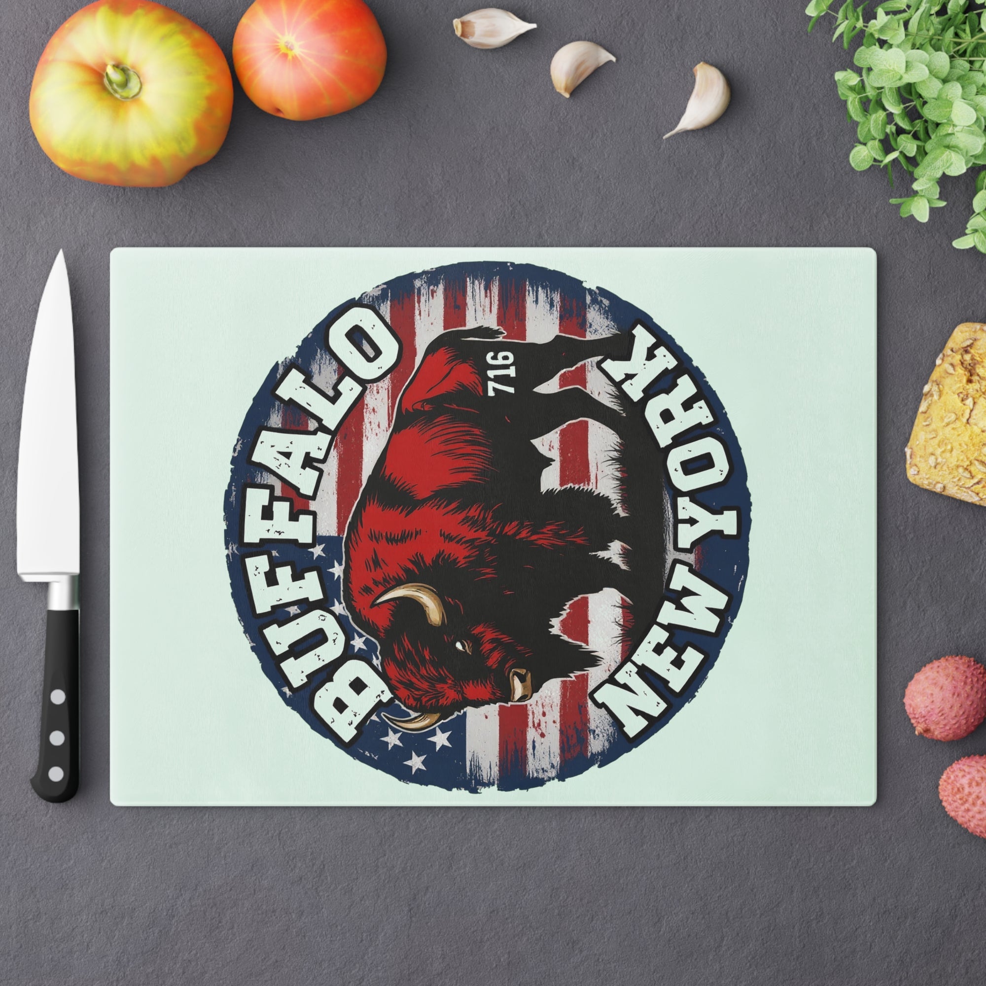 Buffalo NY 716 Tempered Glass Cutting Board