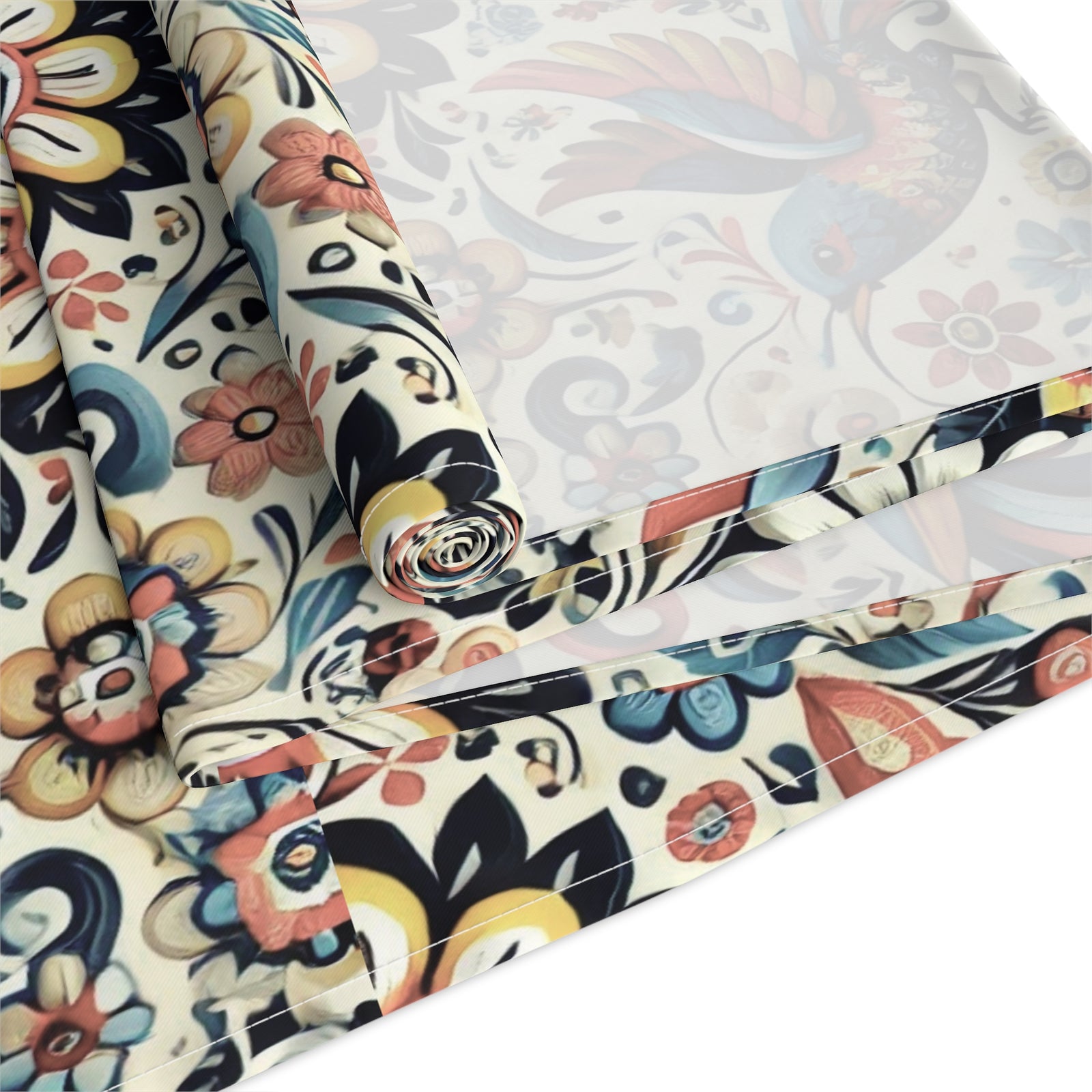 Birds and Flowers Floral Table Runner