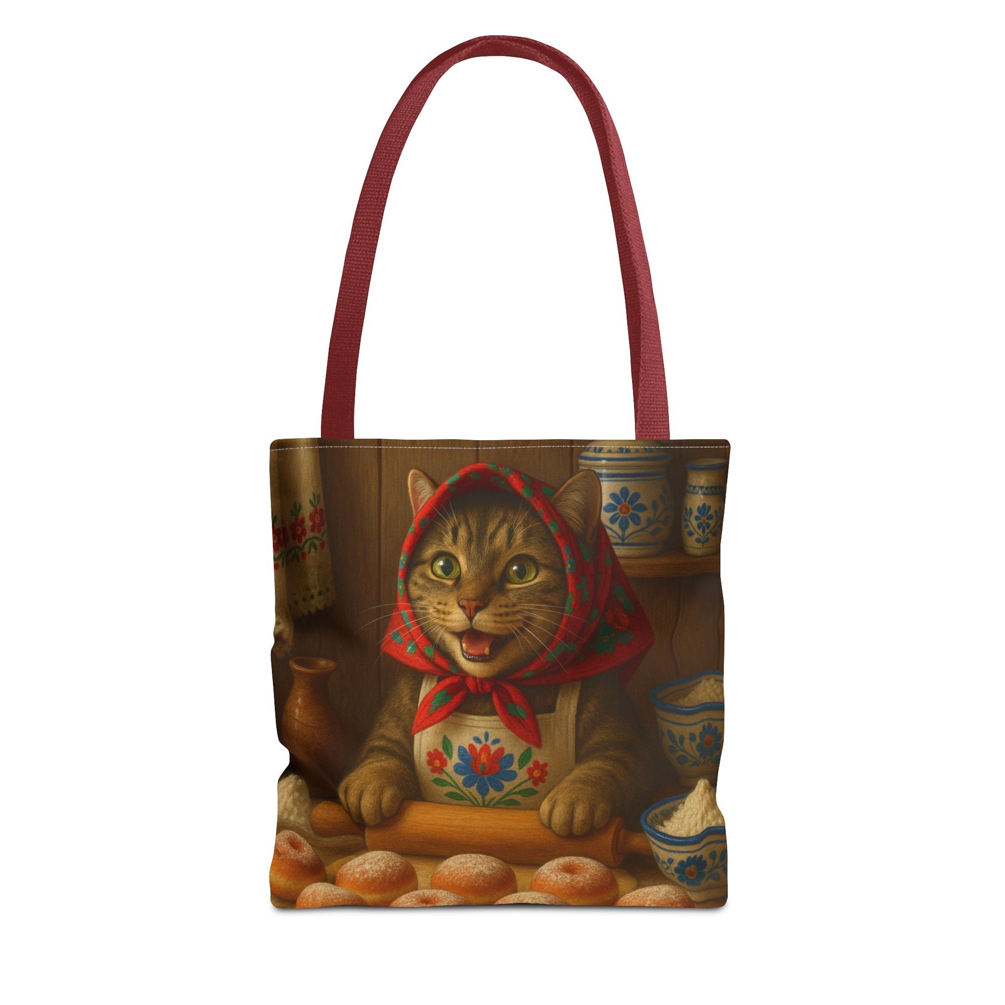 Babushka Cat Making Paczki Polish Donuts Tote Bag