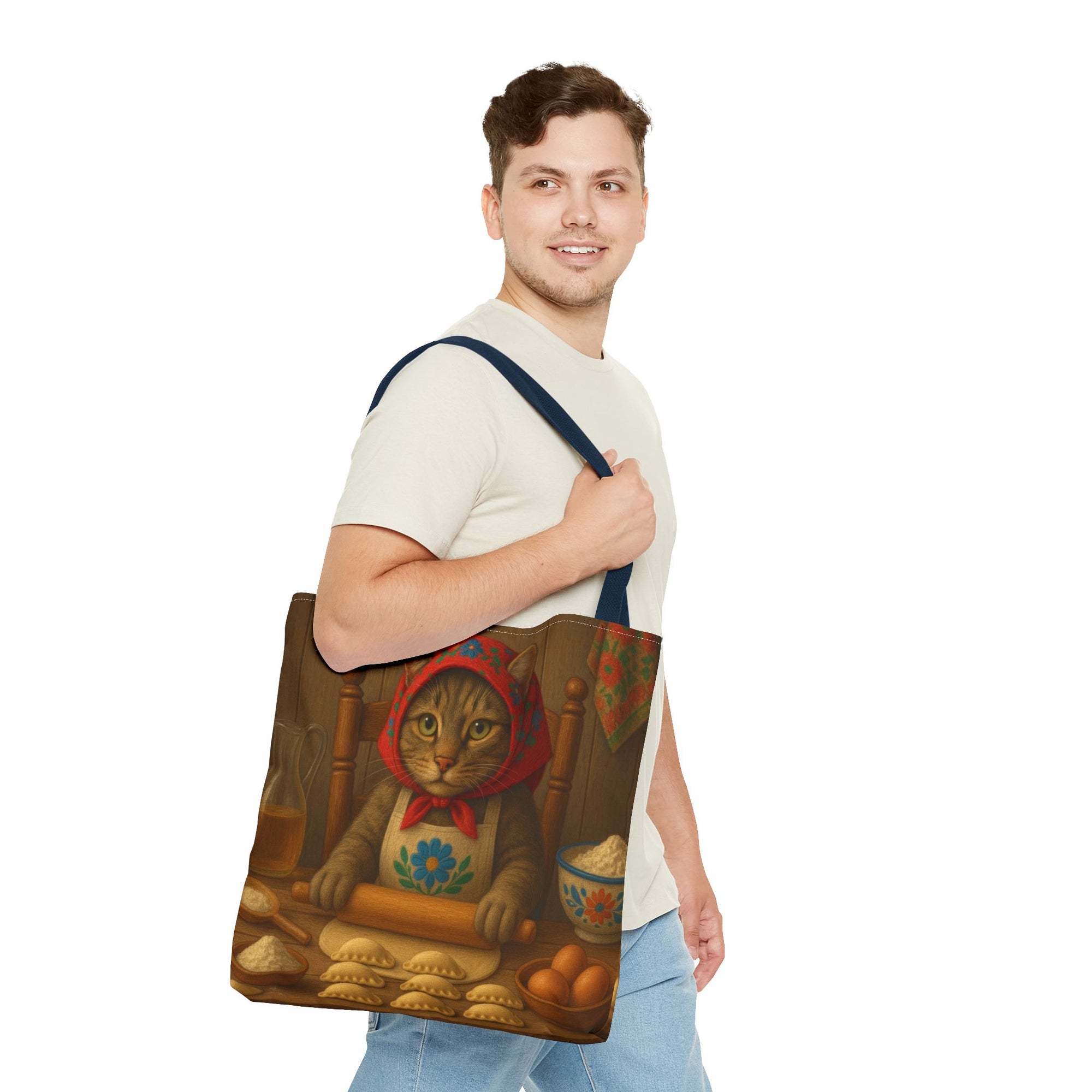 Slovak Babka Cat Making Pirohy Tote Bag