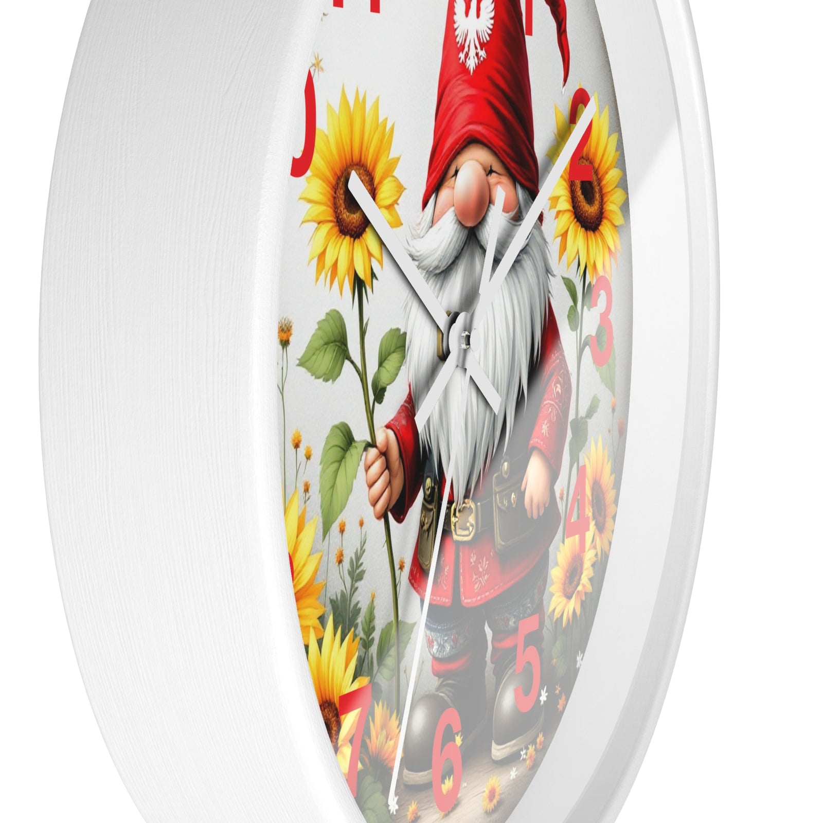 Holiday Sunflower Polish Gnome Wall Clock