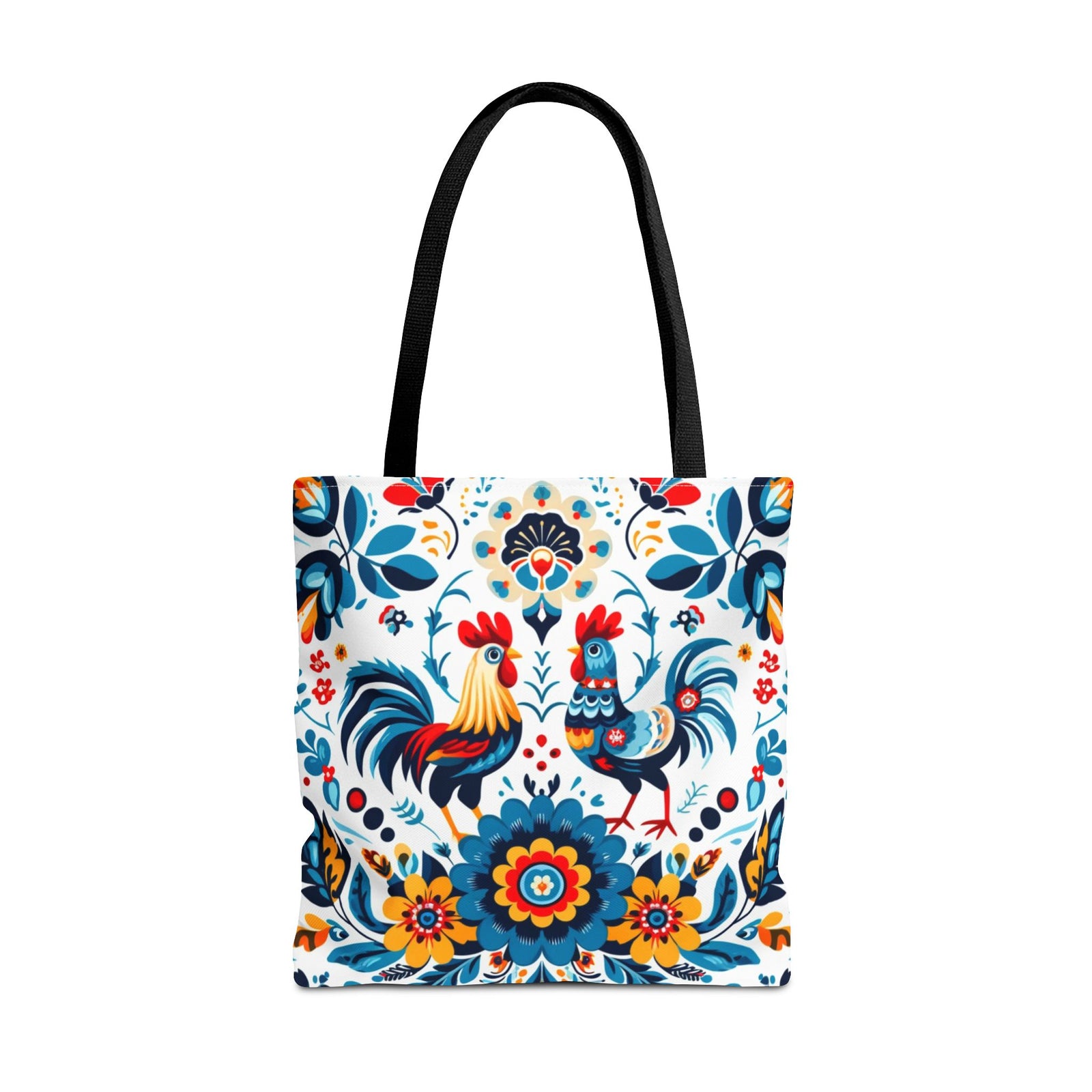 Vibrant Polish Chicken Pattern Floral Design Tote Bag