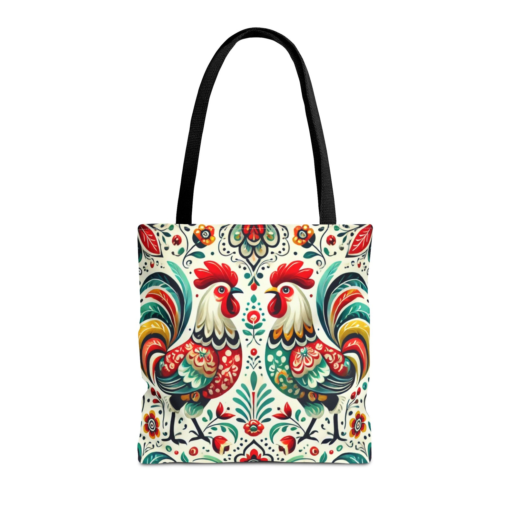 Vibrant Floral Folk Art Chicken Tote Bag