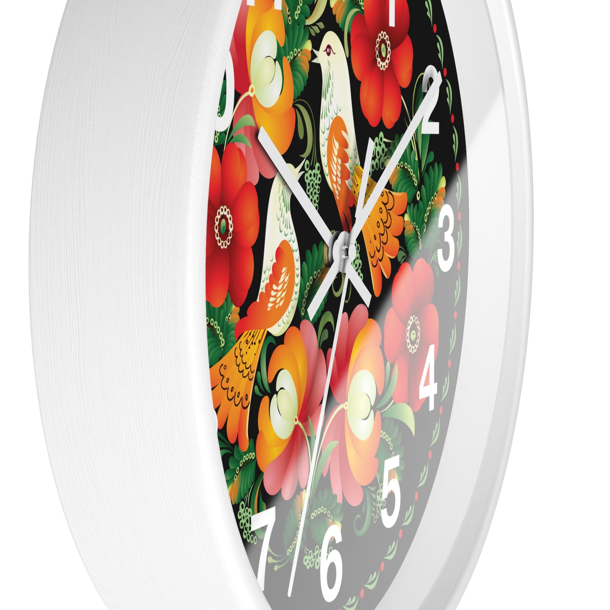 Folk Art Love Birds Wall Clock