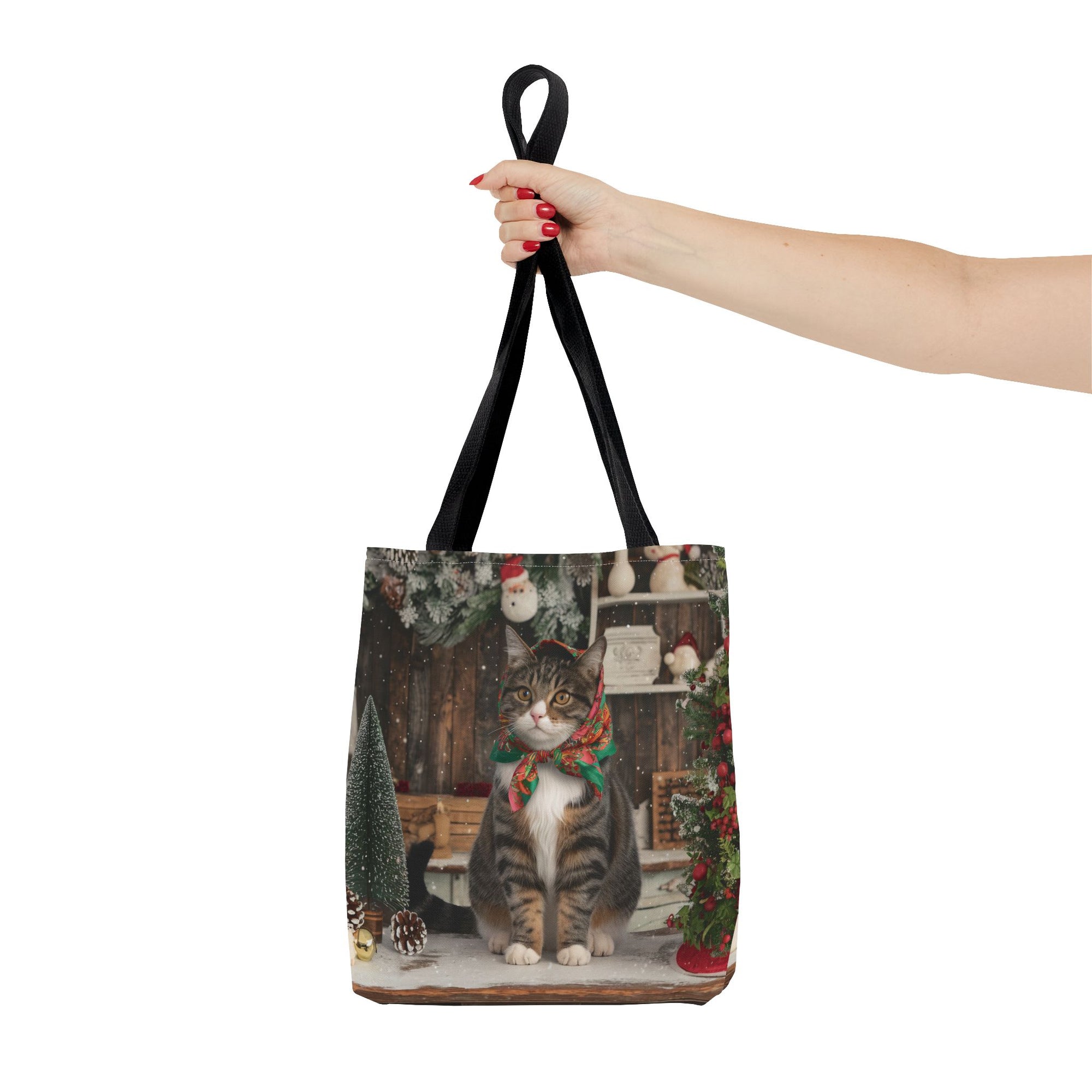 Babushka Cat Holiday Christmas Tote Bag