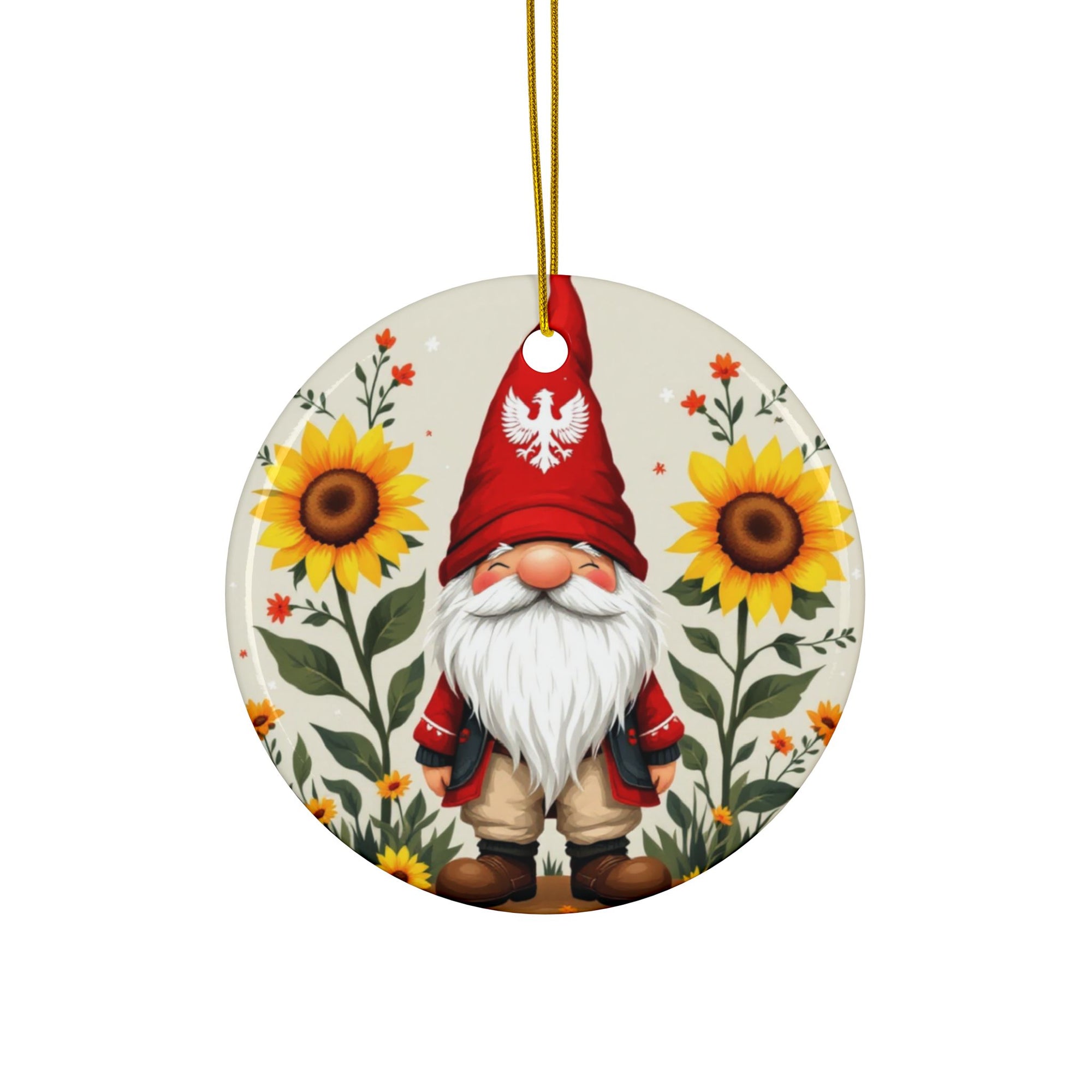 Poland Gnome Sunflower Ceramic Ornaments