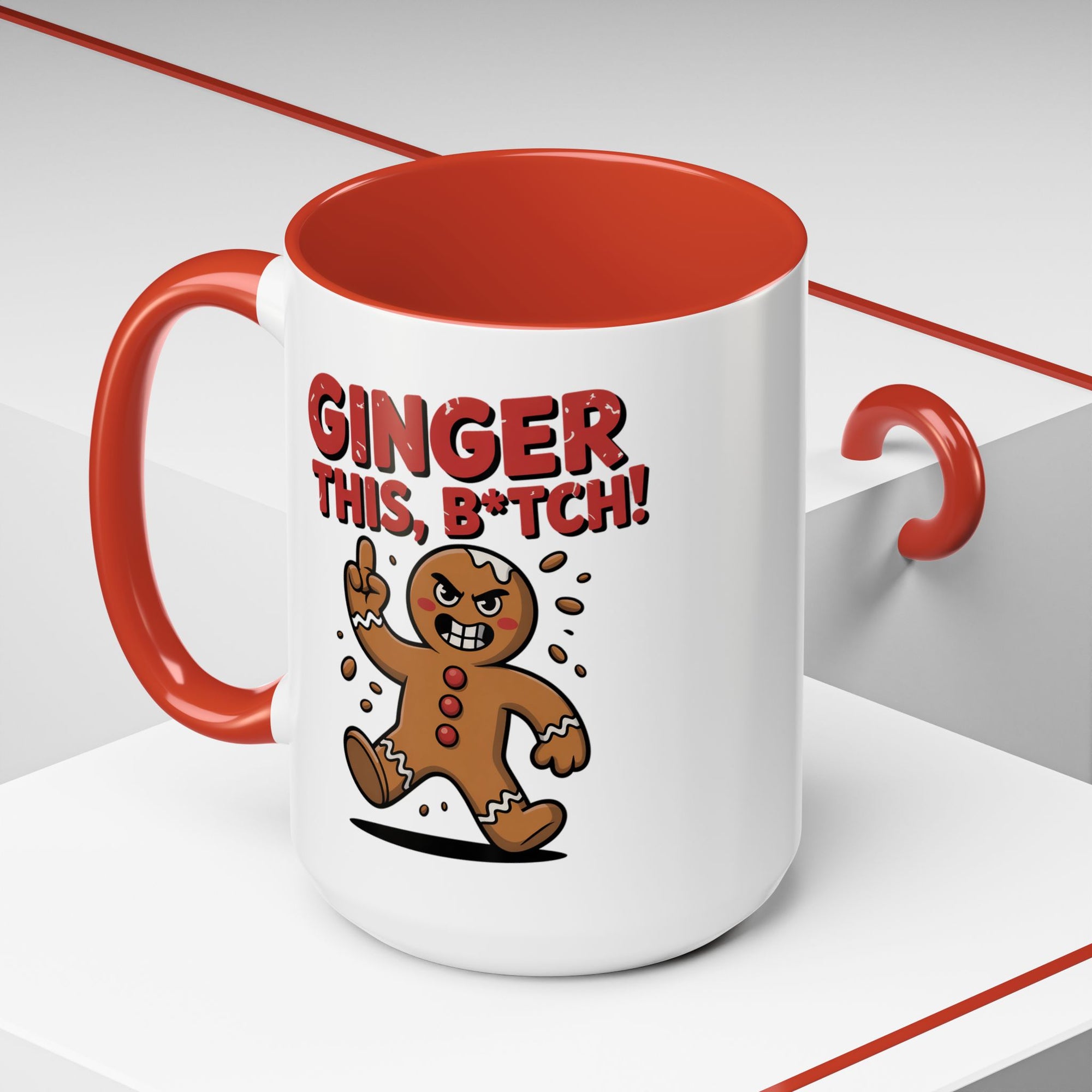 Angry Gingerbread Man Coffee Mug With Color Inside