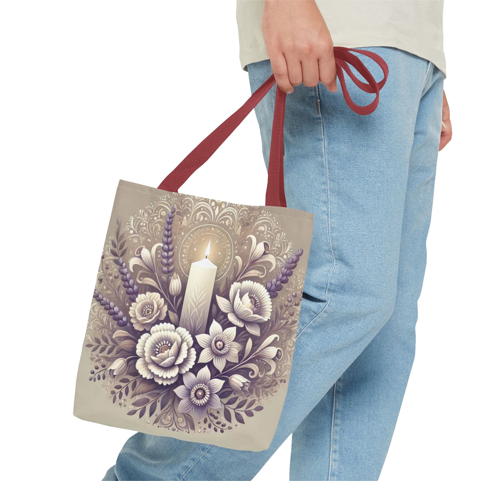 All Saints Day Religious Floral Folk Art Tote Bag