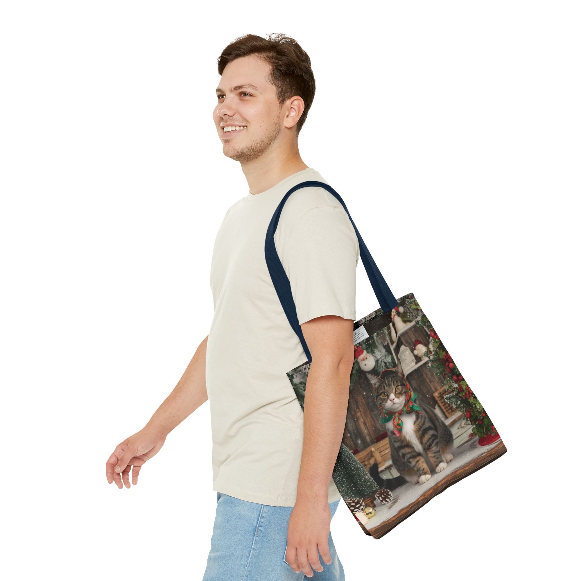 Babushka Cat Holiday Christmas Tote Bag