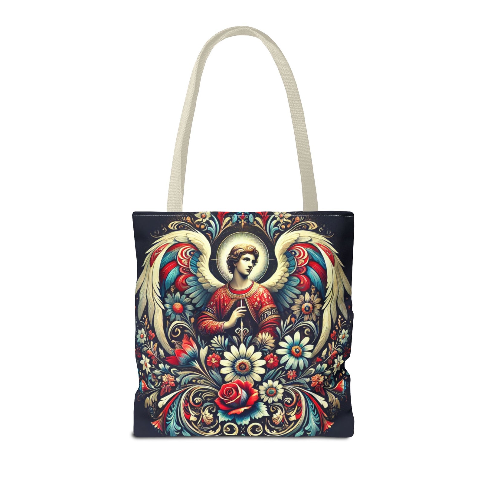 Archangel Michael Polish Floral Folk Art Tote Bag